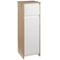 Kleankin badkamerkast badkamercommode badkamermeubel badkamerstelling staande kast met 2-lagen kast met 1 lade opslagdesign ruimtebesparend MDF naturel hout + wit 32,6 x 30 x 90 cm(m-1)