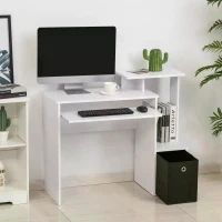 HOMCOM Particle Board Multi-Tier Computer Desk White(m-9)