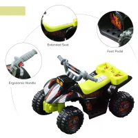 HOMCOM Childrens Electric Quad Bike W/ LED Light and Music-Black/Yellow(m-5)