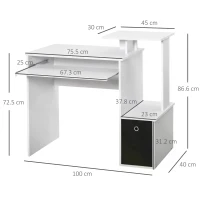 HOMCOM Particle Board Multi-Tier Computer Desk White(m-3)
