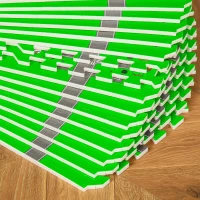 HOMCOM kinderpuzzelmat kinderspeeltapijt speeltapijt 36 stuks met 24 zijstrepen en antislip voorkant ziekenhuis winkelcentrum thema waterafstotend EVA veelkleurig 31,5 x 31,5 cm(m-4)