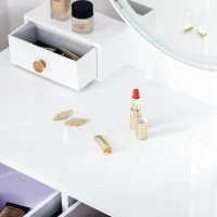 HOMCOM kaptafel met kruk naturel wit 80 cm x 40 cm x 13 cm(m-7)