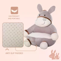 HOMCOM Toddlercouch, Cartoon Cute Donkey Multi-functional with Armrest Flannel PP Cotton 60 x 55 x 60cm Grey(m-6)