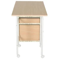 HOMCOM verrijdbaar bureau, archiefkast, opklapbare computertafel, bureautafel met lades en wielen, verrijdbare rolcontainer, spaanplaat, metaal, wit 105 x 50 x 74 cm(m-5)