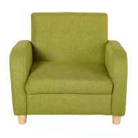 HOMCOM Childrens Armchair, Toddlercouch, Wood Frame, Linen Armchair - Green(m-9)