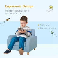 HOMCOM Kids Armchairs Children Sofa Kids Sofa Upholstered Armchai Children Armchair Sofa For Toddlers Kids Elevated Linen Armchair - Blue(m-4)