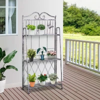 Outsunny 3-Tier Metal Folding Plant Stand Display Rack Bookshelf Unit Outdoor(m-2)