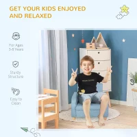 HOMCOM Kids Armchairs Children Sofa Kids Sofa Upholstered Armchai Children Armchair Sofa For Toddlers Kids Elevated Linen Armchair - Blue(m-5)