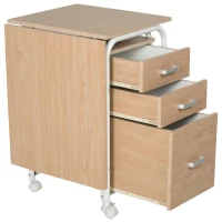 HOMCOM verrijdbaar bureau, archiefkast, opklapbare computertafel, bureautafel met lades en wielen, verrijdbare rolcontainer, spaanplaat, metaal, wit 105 x 50 x 74 cm(m-4)