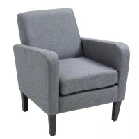 HOMCOM Modern Fabric Accent Chiar Club Armchair Sofa with Padded Seat,Light Grey(m-9)