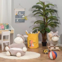 HOMCOM Toddlercouch, Cartoon Cute Donkey Multi-functional with Armrest Flannel PP Cotton 60 x 55 x 60cm Grey(m-10)