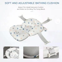 HOMCOM Foldable Baby Bathtub Set, Collapsible Bath Tub with Thermostatic Water Plug, Non-Slip Support, Cushion Pad, Drain Plugs, for Newborn to 3 Years - Offwhite(m-7)