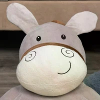 HOMCOM Toddlercouch, Cartoon Cute Donkey Multi-functional with Armrest Flannel PP Cotton 60 x 55 x 60cm Grey(m-7)