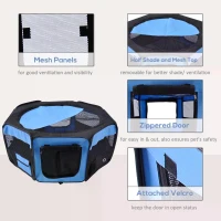 PawHut Portable Cat Dog Playpen Pet Puppy Rabbit Guinea Pig Pen Run Dia 90 x 41H cm Indoor & Outdoor Blue(m-5)