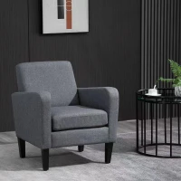 HOMCOM Modern Fabric Accent Chiar Club Armchair Sofa with Padded Seat,Light Grey(m-10)