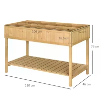 Outsunny Fir Wood Rectangular Raised Bed 76Hx110Lx46W cm 8 Compartment Planter Boxt with Bottom Shelf Oak Tone(m-3)