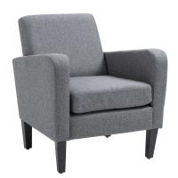 HOMCOM Modern Fabric Accent Chiar Club Armchair Sofa with Padded Seat,Light Grey