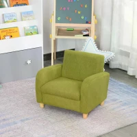 HOMCOM Childrens Armchair, Toddlercouch, Wood Frame, Linen Armchair - Green(m-2)