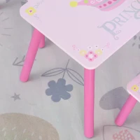 HOMCOM 3 Pcs Kids and Table Chair Set Princess & Crown Theme Home Furniture Pretty Gift Pink(m-10)