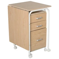HOMCOM verrijdbaar bureau, archiefkast, opklapbare computertafel, bureautafel met lades en wielen, verrijdbare rolcontainer, spaanplaat, metaal, wit 105 x 50 x 74 cm(m-6)