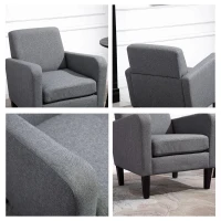 HOMCOM Modern Fabric Accent Chiar Club Armchair Sofa with Padded Seat,Light Grey(m-8)