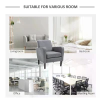 HOMCOM Modern Fabric Accent Chiar Club Armchair Sofa with Padded Seat,Light Grey(m-4)