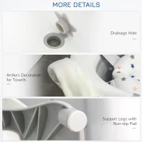 HOMCOM Foldable Baby Bathtub Set, Collapsible Bath Tub with Thermostatic Water Plug, Non-Slip Support, Cushion Pad, Drain Plugs, for Newborn to 3 Years - Offwhite(m-6)