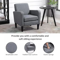 HOMCOM Modern Fabric Accent Chiar Club Armchair Sofa with Padded Seat,Light Grey(m-5)