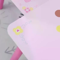 HOMCOM 3 Pcs Kids and Table Chair Set Princess & Crown Theme Home Furniture Pretty Gift Pink(m-8)