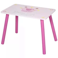 HOMCOM 3 Pcs Kids and Table Chair Set Princess & Crown Theme Home Furniture Pretty Gift Pink(m-12)