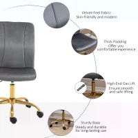 Vinsetto Office Chair with Velvet Cover, Height Adjustable Desk Chair, Ergonomic Computer Chair with 360° Swivel Wheels(m-7)