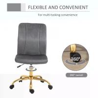 Vinsetto Office Chair with Velvet Cover, Height Adjustable Desk Chair, Ergonomic Computer Chair with 360° Swivel Wheels(m-6)