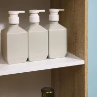 Kleankin badkamerkast badkamermeubel met veranderbare schappen staande kast met 3 open lagen stelling kast lade omslagdesign ruimtebesparend MDF naturel hout + wit 32,6 x 30 x 171,2 cm(m-7)