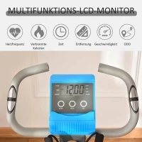 HOMCOM hometrainer 2-in-1 fietstrainer LCD display opvouwbare hometrainer hometrainer met 8 niveaus instelbare magnetische weerstand en 1 paar spankoorden blauw+grijs 97x51x115 cm(m-4)