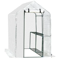 Outsunny Invernadero con Estantes para Flores Vivero Casero para Cultivo de Plantas con Puerta de Cremallera Malla de PE 186x120x190cm(m-1)