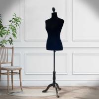 HOMCOM Maniquí Femenino Busto de Señora para Modistas Exhibición Altura Ajustable a 130-168cm Negro