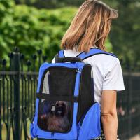 PawHut Transportín 2 en 1 Carrito y Mochila de Malla Transpirable para Mascotas Perros Gatos 42x25x55 cm Azul