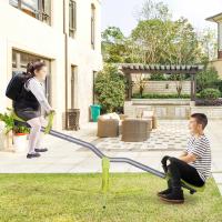 HOMCOM Columpio Balancín para Niños Balancín Infantil para Exteriores Giratorio de 360 Grados Carga 35kg (cada asiento) +3 Años 180x67x53 cm Gris y Verde