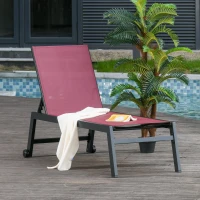 Outsunny Tumbona Multiposiciones de Jardín con Respaldo Reclinable en 5 Posiciones de Aluminio y textilene Carga 160 kg para Patio Terraza 169x65x102 cm Rojo(m-2)
