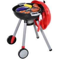 HOMCOM Juego de Barbacoa para Niños Mayores de 3 Años Juguete de Simulación BBQ de Carbón con Accesorios de 39 Piezas Luz y Sonido 34,5x37x56cm