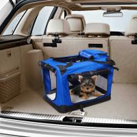 PawHut Bolsa de Transporte para Perros Gatos Mascotas Transportín de Viaje con 3 Entradas 60x42x42 cm Azul y Negro