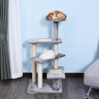 PawHut Rascador para Gatos Árbol Rascador Centro de Actividad 3 Plataformas para Arañar 48x48x99,5 cm Tablero Aglomerado Cubierta de Felpa Sisal