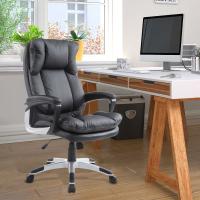 HomCom® Silla de Oficina tipo Sillón Giratorio y Elevable para Despacho y Escritorio con Reposabrazos PU Negro 66 x 71 x 110-120.5cm