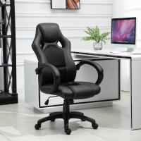 HOMCOM Racing Silla Escitorio Silla de Ordenador Juvenil Ergonómica Regulable con Ruedas Negro