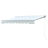 Outsunny  Toldo Retráctil de Pared 250x200 cm Automática y Manual con Manivela y Mando a Distancia Luces LED Ajustable en Ángulo para Exterior Balcón Jardín Terraza Aluminio Blanco(m-1)