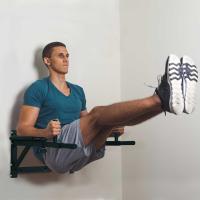 HOMCOM Barra de Musculación para Pared con Brazos Ajustables para hacer Dominadas Flexiones y Crossfit en Casa 70x53-63x48 cm Negro