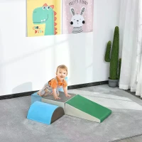 HOMCOM 5 Piece Climb and Crawl Activity Play Set Soft Foam Blocks for Baby Toddler Preschooler Indoor Play Equipment Learning Toys Blue(m-9)