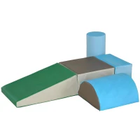 HOMCOM 5 Piece Climb and Crawl Activity Play Set Soft Foam Blocks for Baby Toddler Preschooler Indoor Play Equipment Learning Toys Blue(m-10)