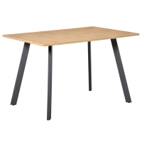 HOMCOM Mesa de Comedor Rectangular Mesa de Cocina Salón Moderna con Patas de Metal y Almohadillas Ajustables 120x80x76 cm Color Roble(m-1)