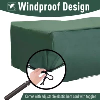 Outsunny 600D Oxford Outdoor Rattan Furniture Cover, Waterproof Anti-UV Garden Conversation Set Protection Cover Protector, Green 210L x 140W x 80Hcm(m-4)
